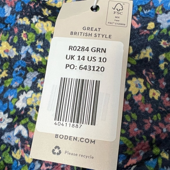 BODEN Satin Ruffle Midi Skirt - Nebulas Blue Floral Print US 10 NEW - Picture 3 of 5